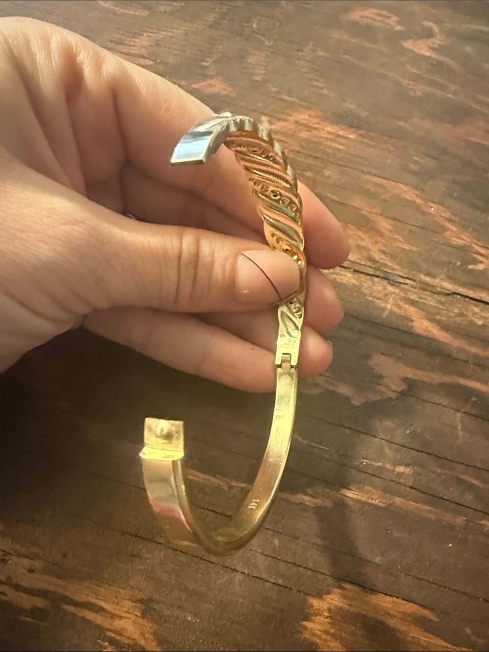 14k Gold Plated Twisted Rhinestone Leaf Cuff Bracelet - Women Jewelry